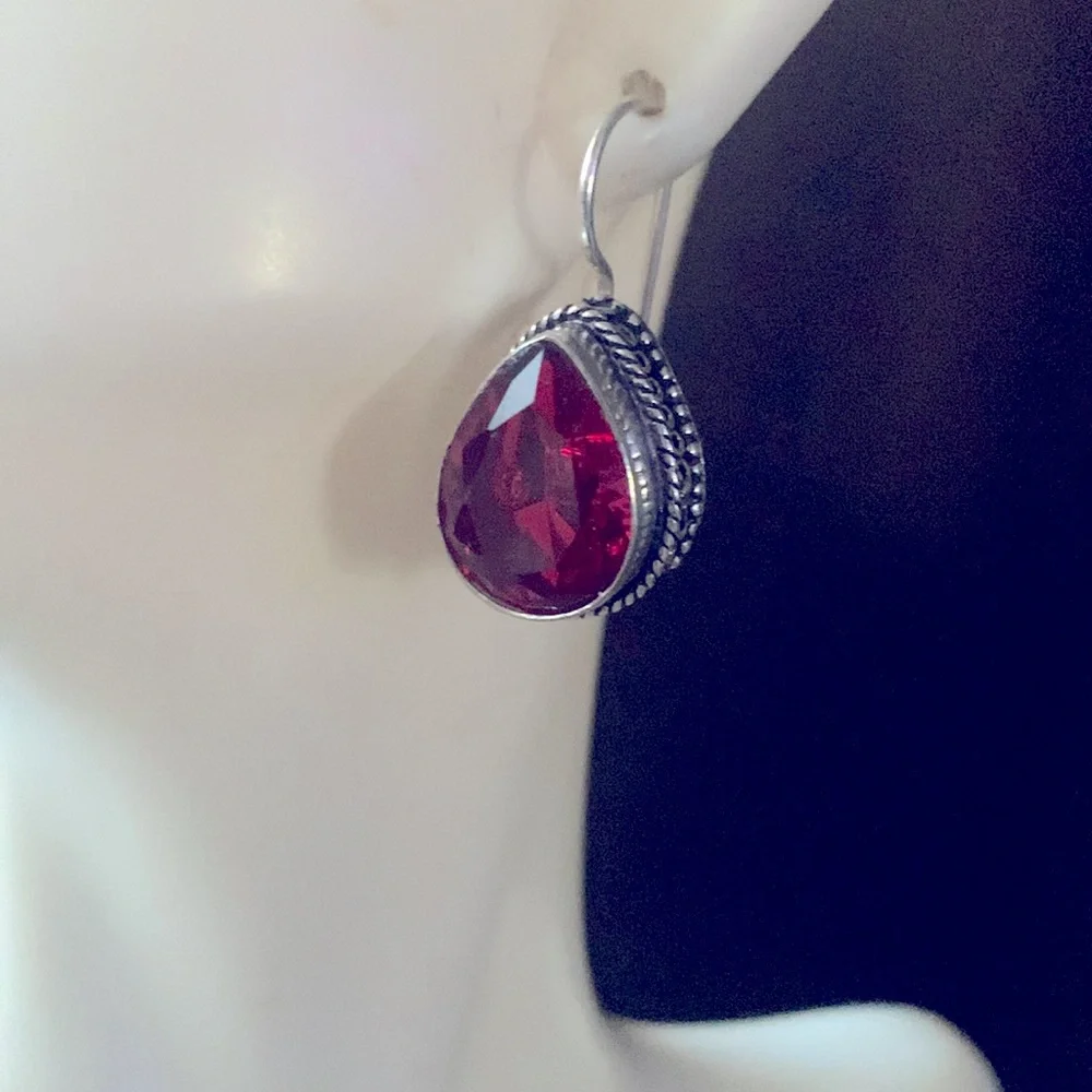Classy red quartz artisan handcrafted earrings